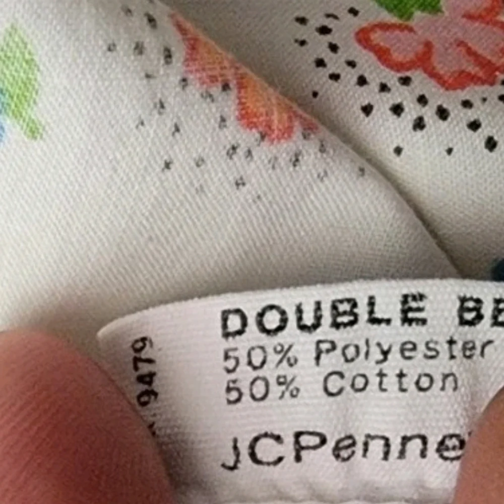 JCPenney 70's Floral Muslin Fitted Flat Sheet Pillowcase Full Size 3 Pc Set